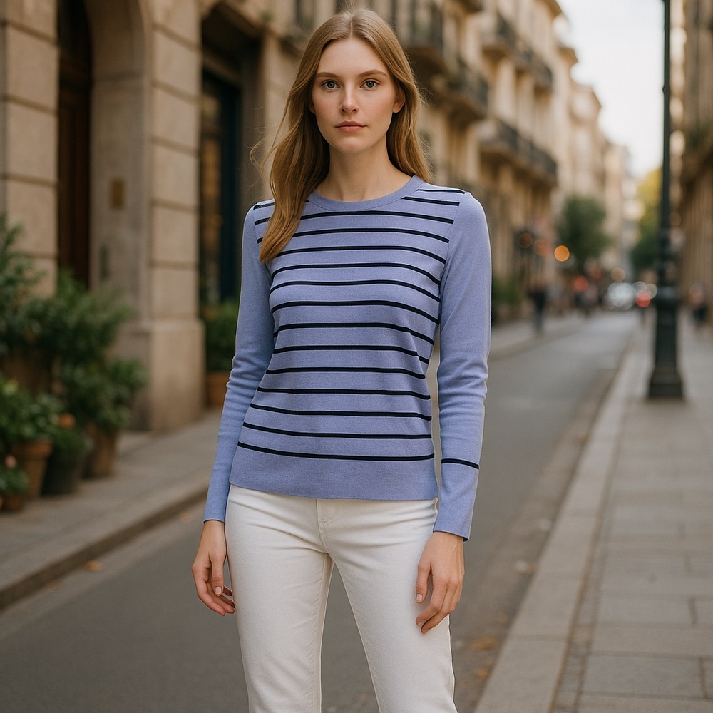 NWT Karl Lagerfeld Paris Striped Crewneck Sweater